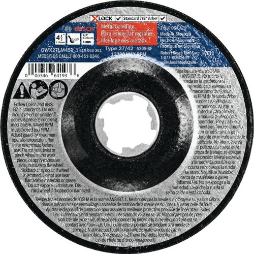 Bosch X-Lock Arbor Type 27 30 Grit Metal Grinding Abrasive Wheel
