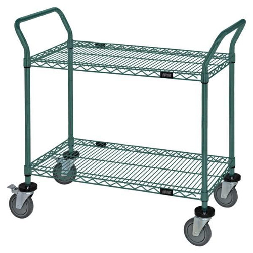 Quantum Storage Systems 2-Shelf Proform Green Epoxy Wire Utility Cart 18w X 36l X 37-1/2h Inch