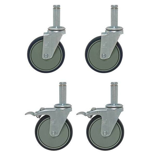 Quantum Storage Systems Four Swivel 5 X 1-1/4 Inch Polyurethane Casters, 2 With Brake