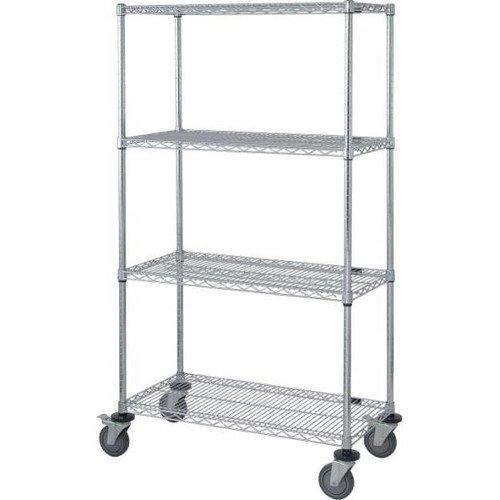 Quantum Storage Systems 4-Wire Shelf Mobile Cart 18w X 48l X 69h Inch - Chrome