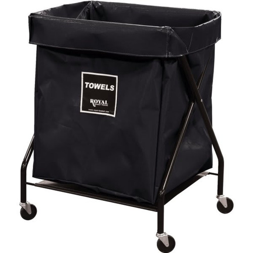 Royal Basket Trucks 8 Bushel X-Frame Cart & Black Vinyl Bag Labeled Towels
