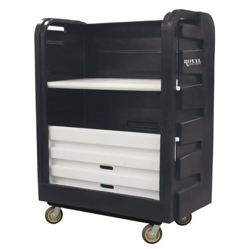 Royal Basket Trucks 48 Cubic Foot Turnabout Truck, Black With Two Molded Shelves