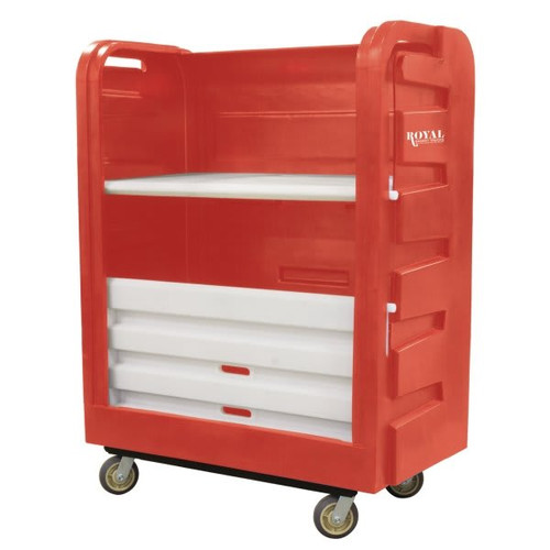 Royal Basket Trucks 48 Cubic Foot Turnabout Truck, Red, With Two Molded Shelves