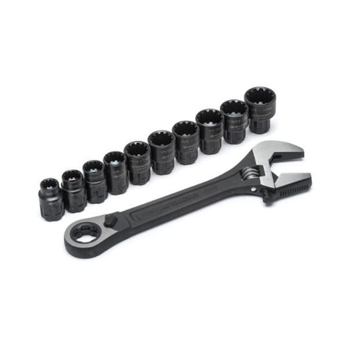 Crescent 11 Piece Pass-Thru X6 Black Oxide Adjustable Wrench/Spline Socket Set