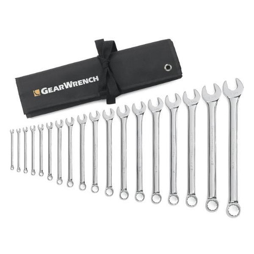 Gearwrench 18 Piece 12 Point Long Pattern Combination Wrench Set, Sae