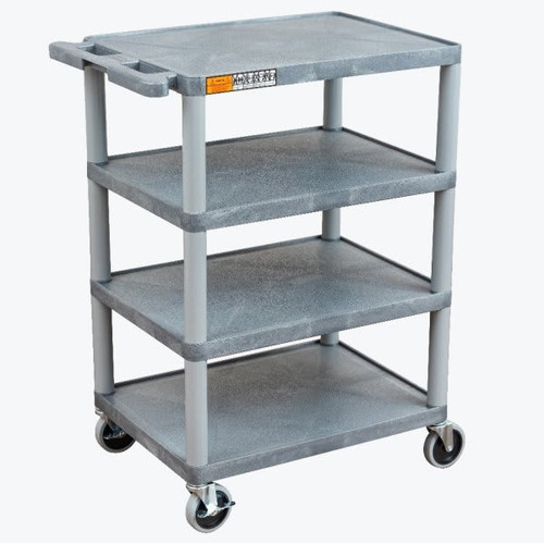 Luxor 18" X 24" 4-Flat Shelf Structural Foam Plastic Cart In Gray