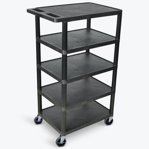 Luxor 18" X 24" 5-Flat Shelf Structural Foam Plastic Cart In Black
