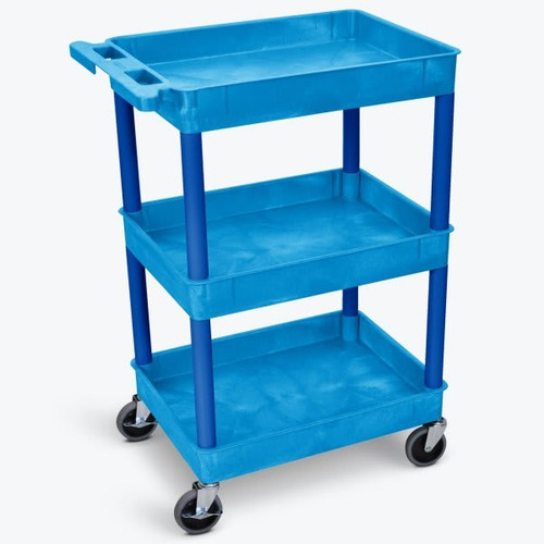 Luxor 18" X 24" 3-Tub Shelf Utility Cart In Blue
