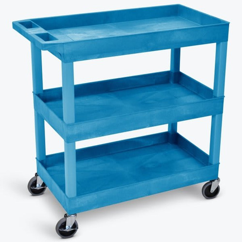 Luxor 18" X 35" 3-Tub Shelf Utility Cart In Blue