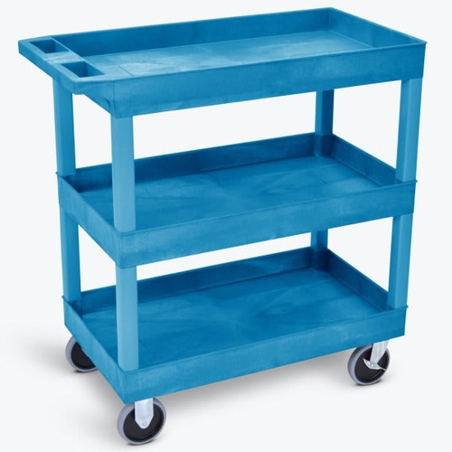 Luxor 18" X 35" 3-Tub Shelf Heavy Duty Utility Cart In Blue