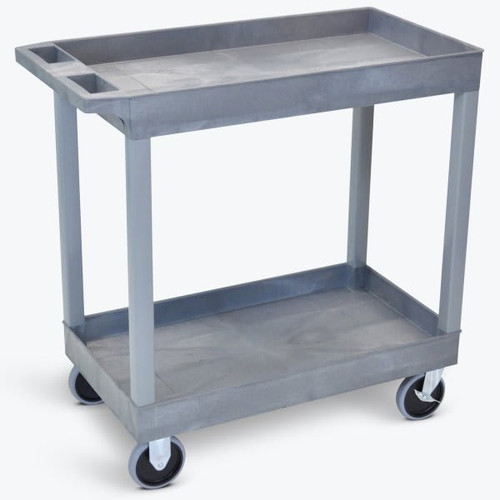 Luxor 18" X 35" 2-Tub Shelf Heavy Duty Utility Cart In Gray