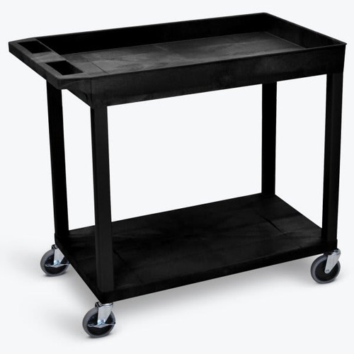 Luxor 18" X 35" 1-Tub / 2-Flat Shelf Hd Utility Cart In Black