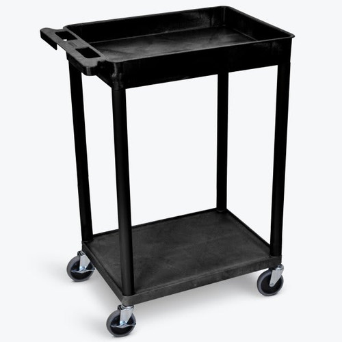 Luxor 18" X 24" 1-Tub / 1-Flat Shelf Utility Cart, Black