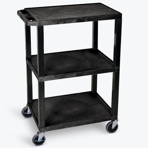 Luxor 18" X 24" 3-Flat Shelf Tuffy Utility Cart In Black