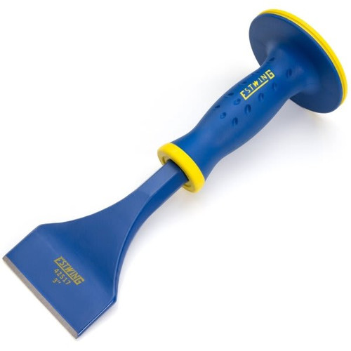 Estwing 3-Inch Wide Flooring Chisel With Protective Hand Guard Grip Blue