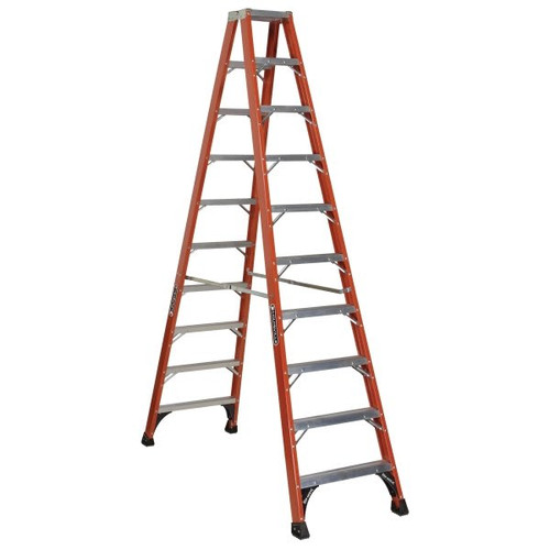 Louisville Ladder Fm1400hd 10 Ft. 375 Lb. Fiberglass 9-Step Twin Step Ladder