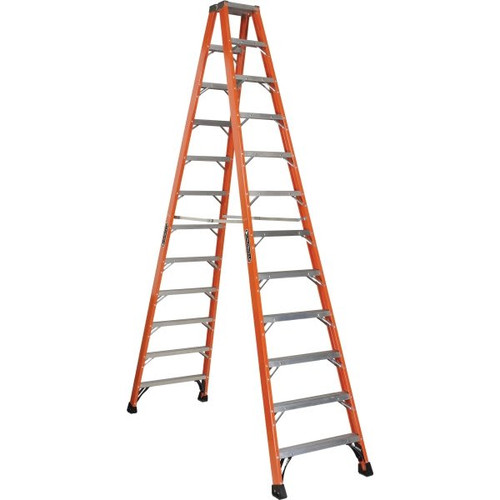 Louisville Ladder Fm1400hd 12 Ft. 375 Lb. Fiberglass 11-Step Twin Step Ladder