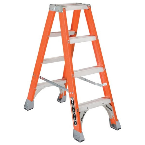 Louisville Ladder Fm1500 4 Ft. 300 Lb. Fiberglass 3-Step Twin Step Ladder