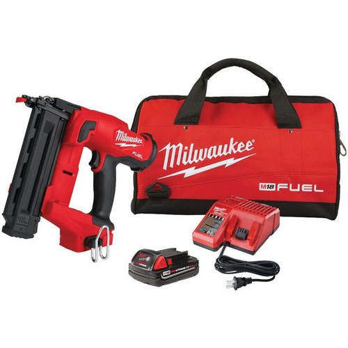 Milwaukee M18 Fuel Gen II 18-Volt 18-Gauge Lithium-Ion Brushless Cordless Brad Nailer Kit With One 2.0 Ah Battery, Charger And Bag