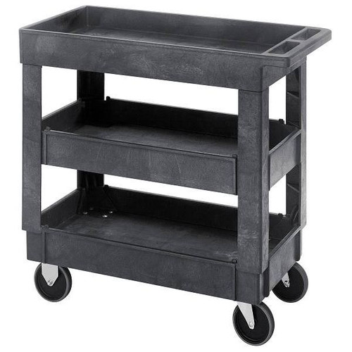Quantum Storage Systems 3-Shelf Polymer Mobile Cart, 29-1/4" X 15-1/4", Gray