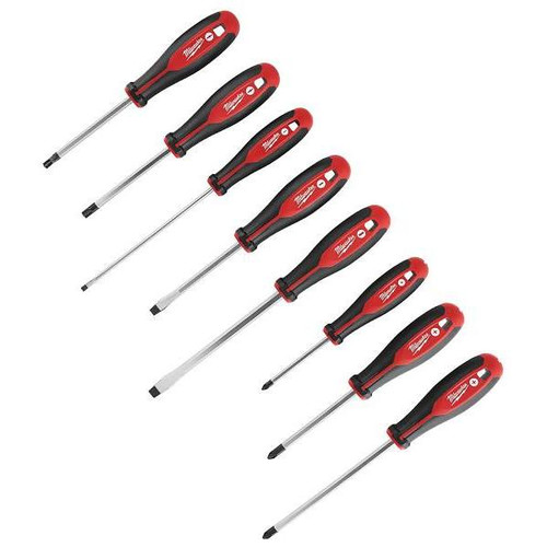 Milwaukee 8-Piece Hex Steel Screwdriver Set Including Phillips, Ecx, And Slotted