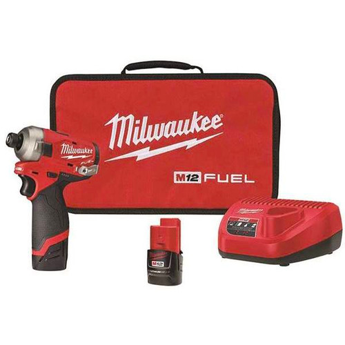 Milwaukee M12 Fuel Surge 12v Li-Ion 1/4 In. Hex Brushless Cordless Impact Driver Kit W/ 2.0 Ah Batteries, Charger, Case