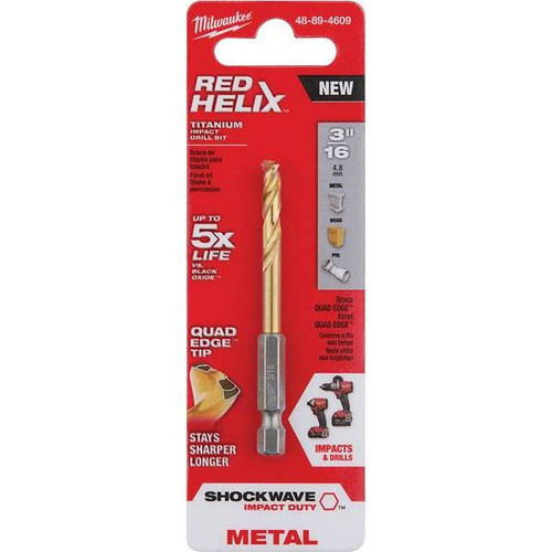 Milwaukee Shockwave 3/16 In. Titanium Twist Drill Bit