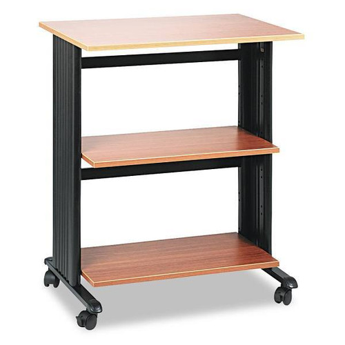 Safco Muv Adjustable Printer Stand, 3 Shelves, 29.5 X 20 X 35, Oak/Black