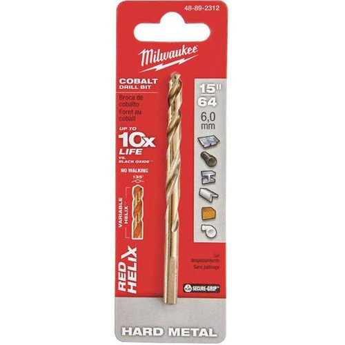 Milwaukee 15/64 In. Cobalt Red Helix Drill Bit