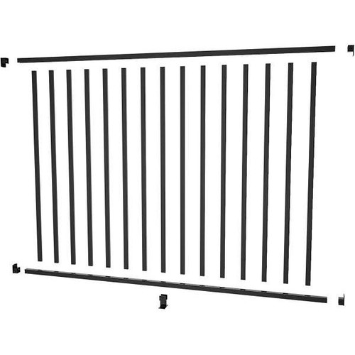 PEAK 1/2"X 72"X 4' Aquatine Pool Fence Rail And Picket Kit In Black Aluminum