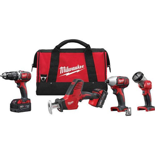 Milwaukee M18 Lithium-Ion Cordless Combo Tool Kit With 3.0ah Batteries, Charger, And Tool Bag 2695-24