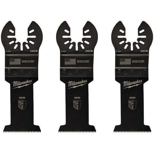 Milwaukee Open Lok 1-3/8" High Carbon Steel Universal Fit Wood Cutting Multi-Tool Oscillating Blade, 3-Pack