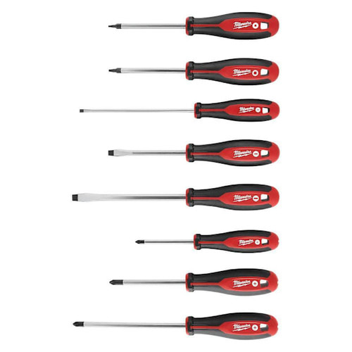 Milwaukee 8-Piece Hex Steel Screwdriver Set Including Phillips, Square, And Slotted