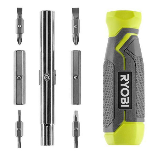 Ryobi 11-In-1 Multi-Bit Screwdriver - Handle Has Cushioned Grip
