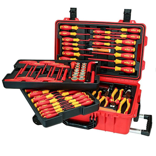 Wiha 80 Piece Master Electrician'S Insulated Tools Set In Rolling Hard Case
