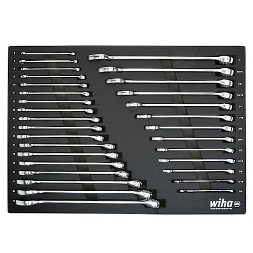 Wiha 31 Piece Combination Wrench Tray Set - SAE And Metric
