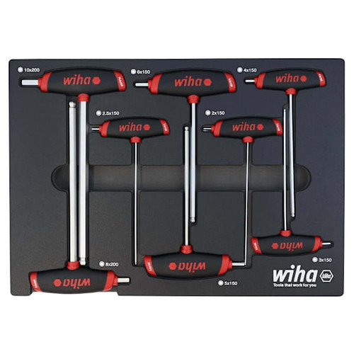 Wiha 8 Piece Softgrip Dual Drive Hex Metric T-Handle Tray Set