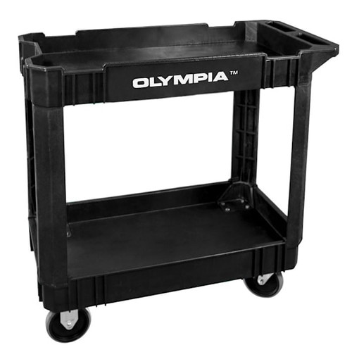 Olympia Tools 2-Shelf Heavy Duty Plastic Utility Cart, 500 Lb. Capacity