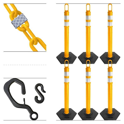 Mr. Chain Traffic Yellow Delineator Reflective Chain Kit Package Of 6