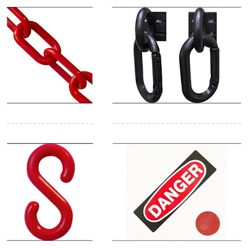 Mr. Chain Danger Sign Kit 12 Red Plastic Safety Chain