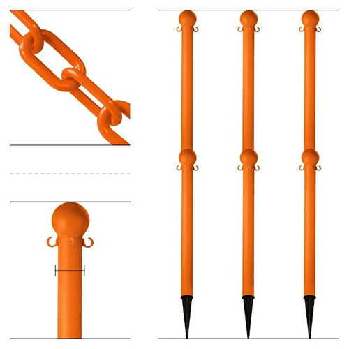 Mr. Chain Safety Orange Ground Poles Chain Kit Package Of 6