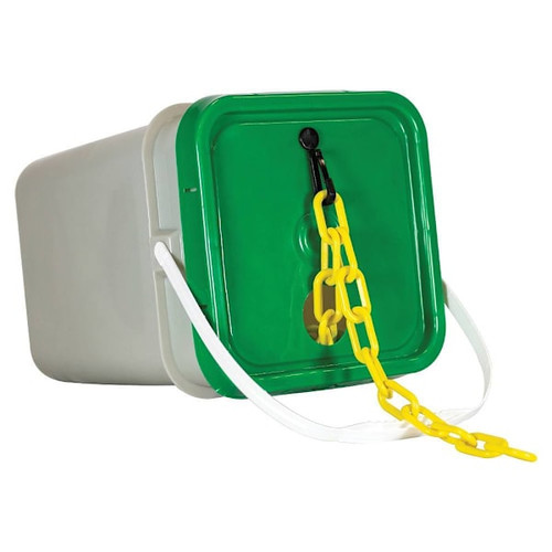 Mr. Chain 2" X 160 Yellow Biodegradable Plastic Safety Chain - Pail