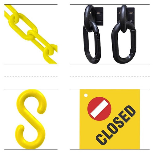 Mr. Chain Closed Sign Kit 3 Yellow Plastic Safety Chain