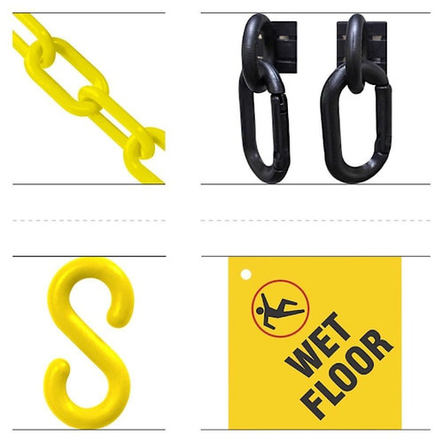 Mr. Chain Wet Floor Sign Kit 12 Yellow Plastic Safety Chain