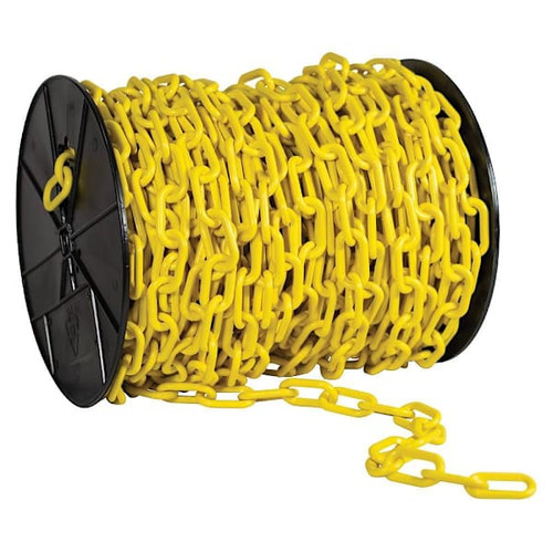 Mr. Chain 2" X 125 Yellow Biodegradable Plastic Safety Chain - Reel
