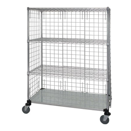 Quantum Storage Systems Enclosure Wire Cart With 4 Shelves, 24" X 48" X 69"