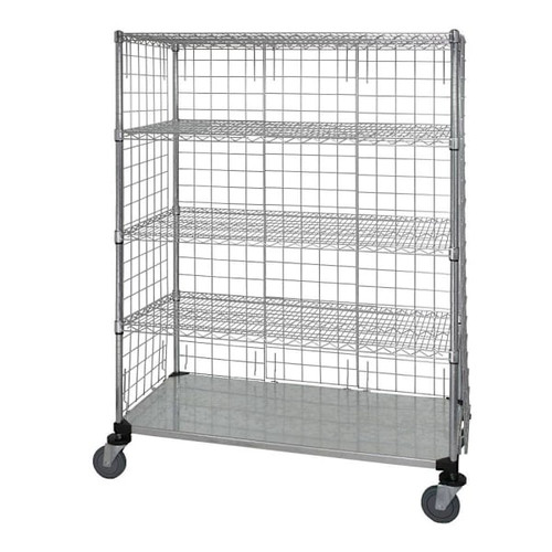 Quantum Storage Systems Enclosure Wire Cart With 5 Shelves, 24" X 48" X 80"