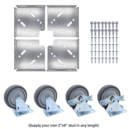 Snap-Loc Wood Dolly Kit With 4" Thermoplastic Casters