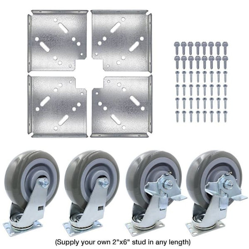 Snap-Loc Wood Dolly Kit With 6" Polyurethane Casters