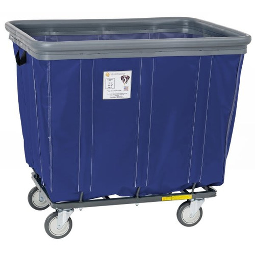 R&b Wire Products 12 Bushel Vinyl Basket Truck W/ Bumper, Steel Base, All Swivel Casters, Navy